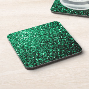 Posavasos Verde esmeralda brillo falso destella