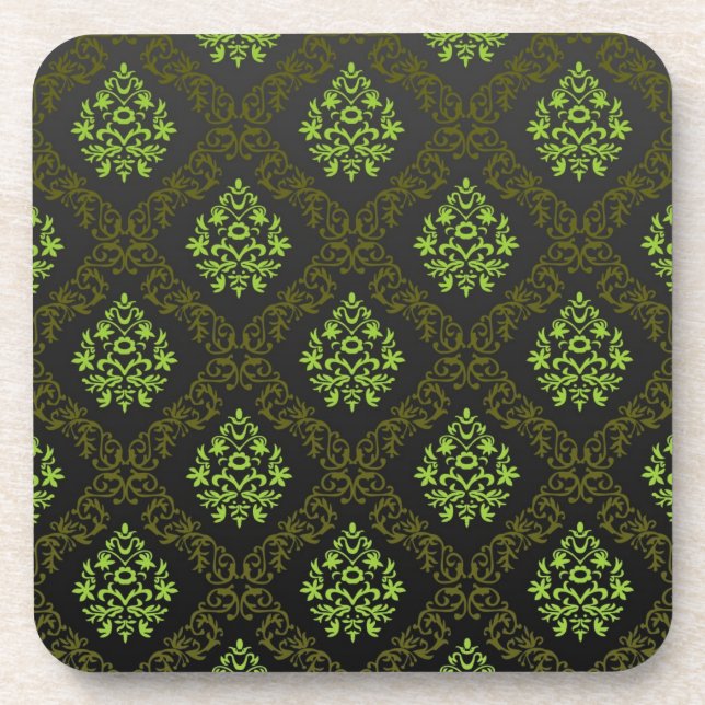 Posavasos Verde floral del papel pintado (Frente)