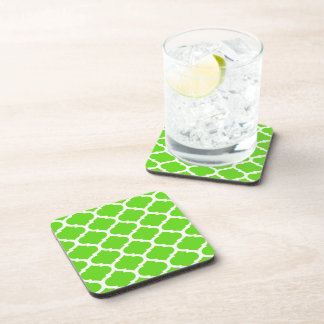 Posavasos Verde Lima Fresco Patrón Morisco de Cuatro Hojas