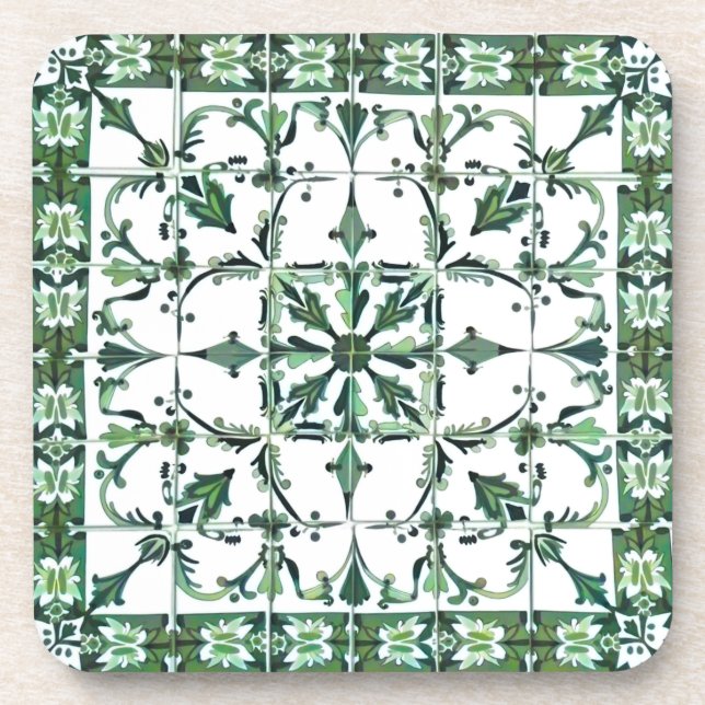 Posavasos Verde, marroquí,mosaico, (Frente)