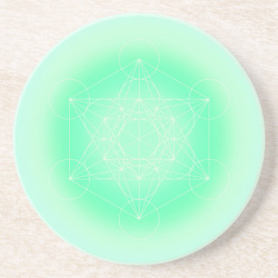 Posavasos Verde Menta Cubo de Metatrón Geometría Sagrada
