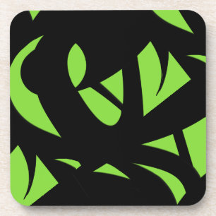 Posavasos Verde/Negro de arte contemporáneo
