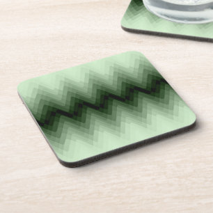 Posavasos Verde oscuro y zigzag de menta. lanzar almohada