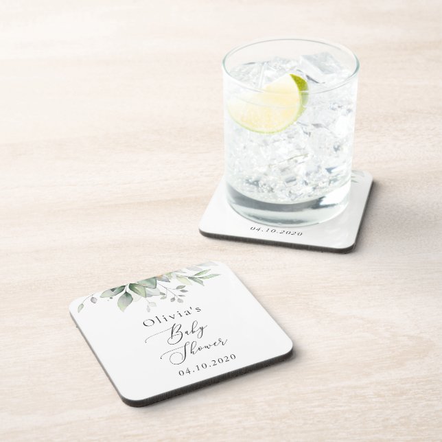Posavasos Verdor, hojas de eucalipto, Boho, Baby Shower (Lado Derecho)
