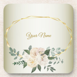 Posavasos Verdor Nupcial Hojas Floral Rosa Geométrico Dorado