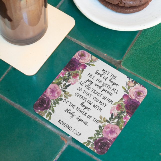 Posavasos Verso de la Biblia Romanos ciruela escritura flora (Subido por el creador)