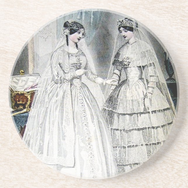 Posavasos Vestidos Bodas blancos antiguos (Frente)