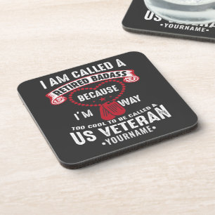 Posavasos Veterano soldado retirado de Humor de Estados Unid