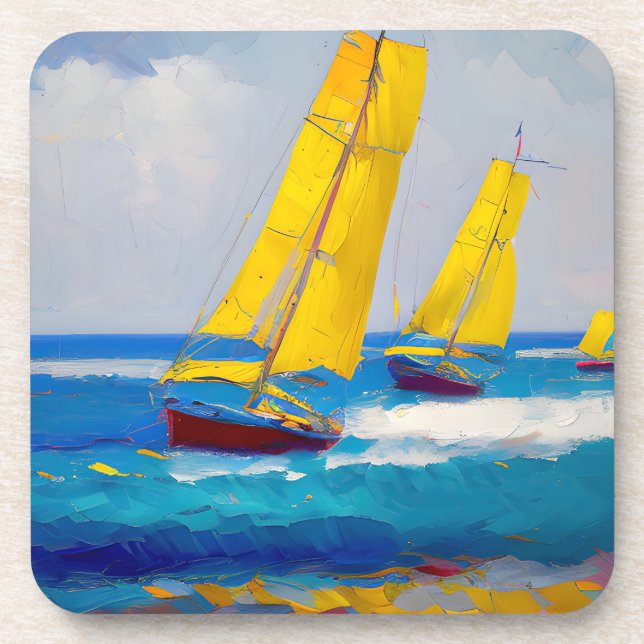 Posavasos "Vi tres botes" Seascape (Frente)