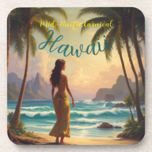 Posavasos Viaje de estilo vintage en Hawái Honolulu Hula Chi