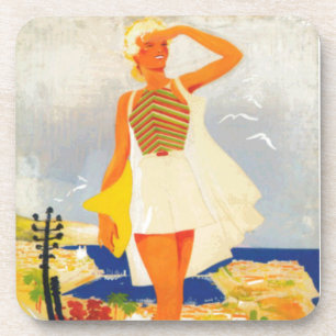 Posavasos Viaje de la playa del Chica de moda Monte Carlo