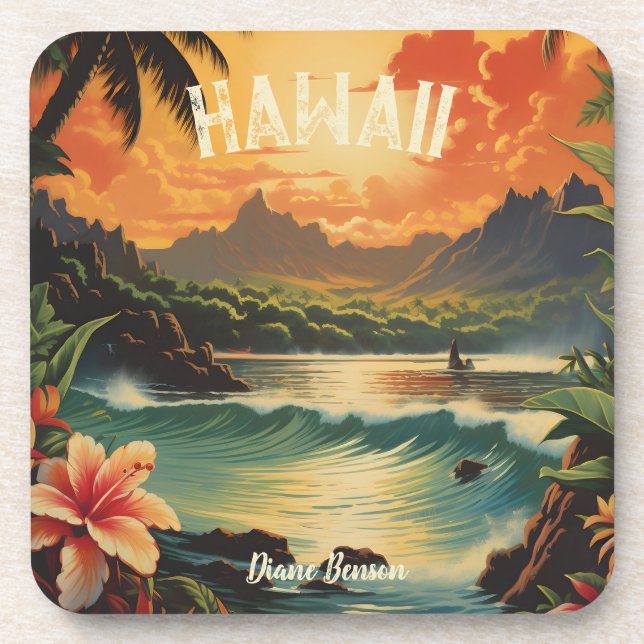 Posavasos Viaje de playa tropical de Hawái (Frente)