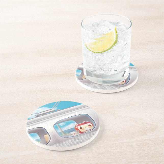 Posavasos Viaje en tren con gato (Lado)