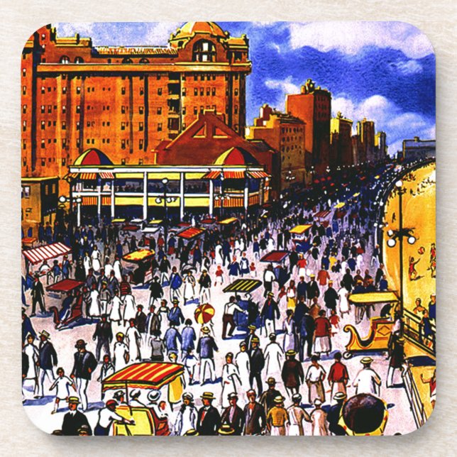 Posavasos Viaje en tren de la Ciudad Atlántica (Frente)