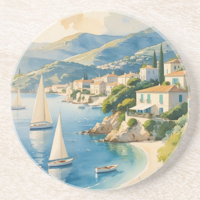Posavasos Viaje francés estilo vintage Cote D'Azur (Frente)