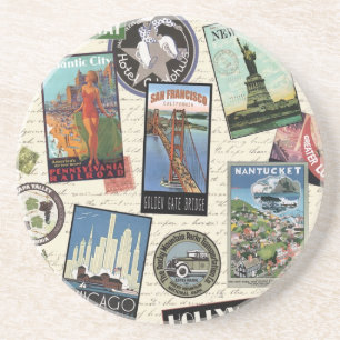Posavasos viaje vintage moderno Estados Unidos