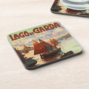 Posavasos Viajes antiguos, Lago di Garda, Lago de Garda, Ita