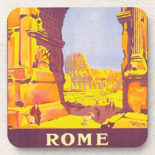 Posavasos Viajes Vintage, el Coliseo en Roma Italia Italiano
