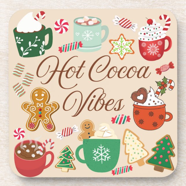 Posavasos Vibes de Navidades de cacao caliente (Frente)