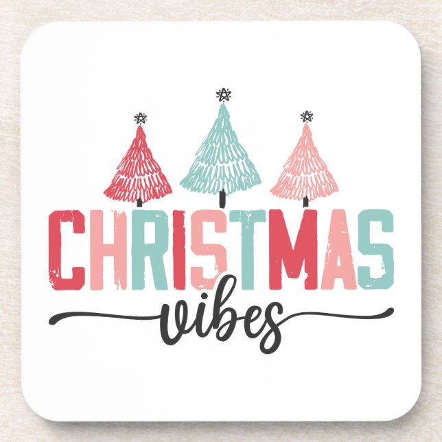 Posavasos Vibes de navidades - Diseño de árboles festivos (Frente)