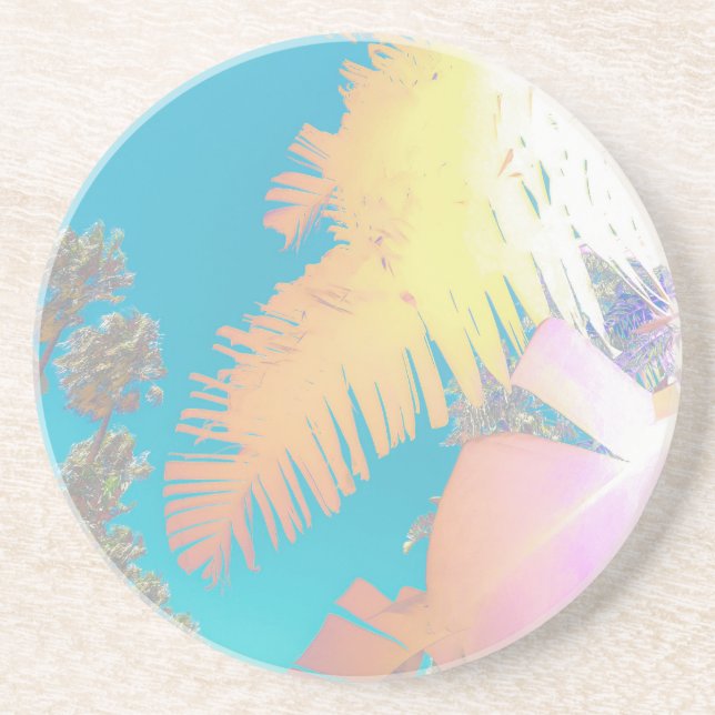 Posavasos Vibes positivas de palmeras tropicales (Frente)