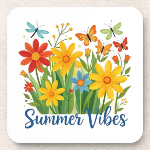 Posavasos Vibraciones de Verano Floral con Mariposas