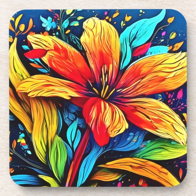 Posavasos Vibrante Abstract Floral Burst (Frente)