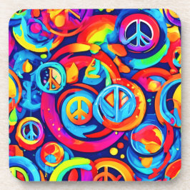 Posavasos Vibrante armonía: Colorida pintura con el logotipo