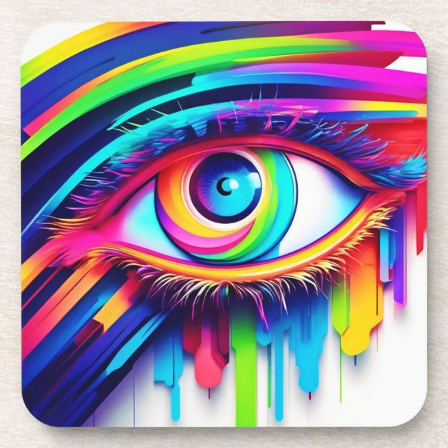 Posavasos Vibrante arte de los ojos arcoiris (Frente)