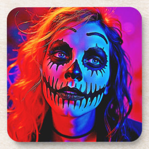 Posavasos Vibrante arte de maquillaje de Halloween