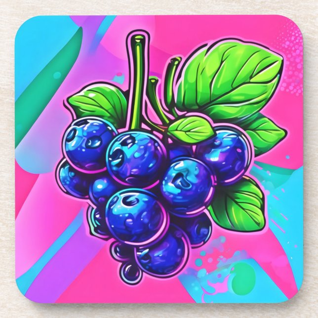 Posavasos Vibrante Artes de Blueberry (Frente)