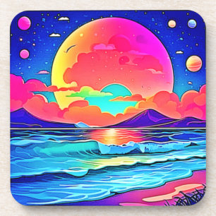 Posavasos Vibrante capa marina de atardecer