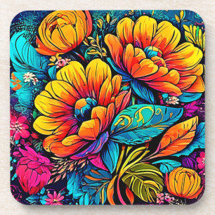 Posavasos Vibrante Fantasía Floral en colores audaces