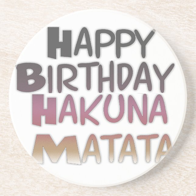 Posavasos Vibrante Feliz Cumpleaños Hakuna Matata Diseño (Frente)