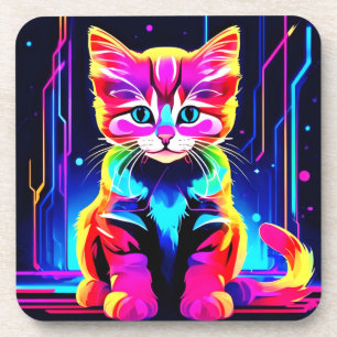Posavasos Vibrante imagen de gato