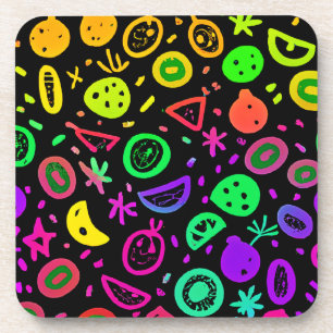 Posavasos Vibrante Neon Fruits Pattern Art