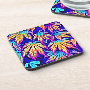Posavasos Vibrante patrón de hojas coloridas