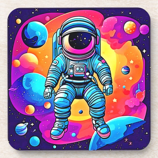 Posavasos Vibrante Personalizado espacial Arte: Sueños de as (Frente)