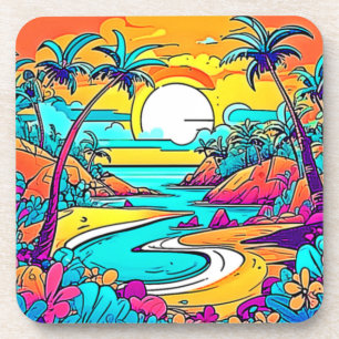 Posavasos Vibrante Playa Tropical Sunset