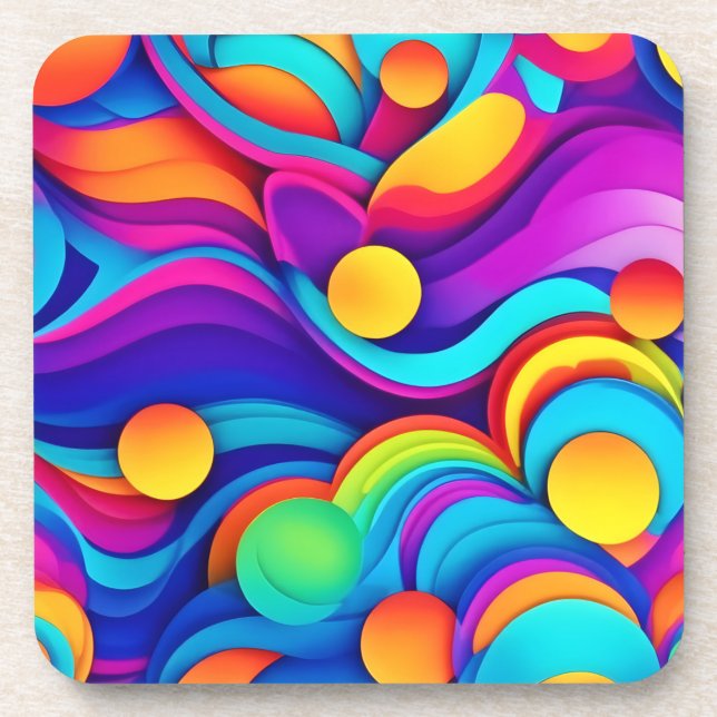Posavasos Vibrante Resumen Arte de Ondas (Frente)