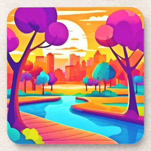 Posavasos Vibrante Sunset City Park