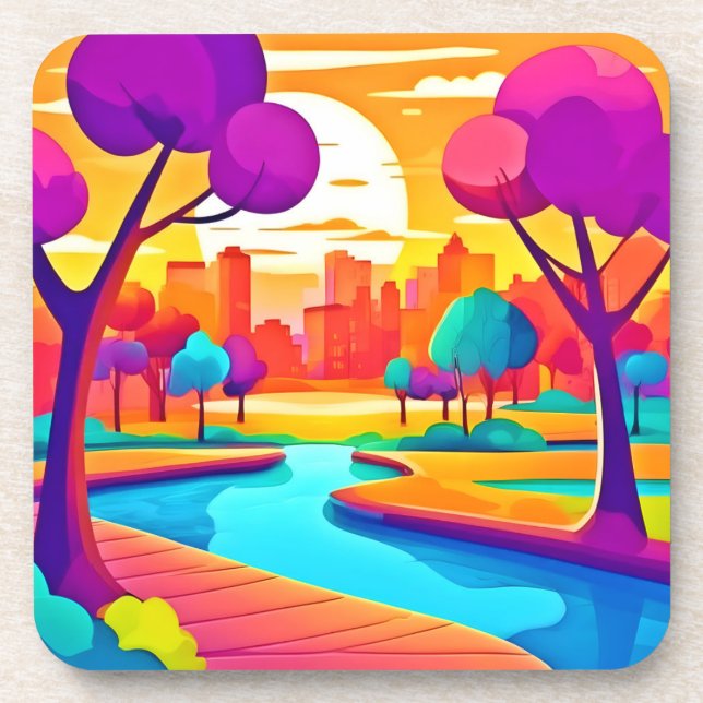 Posavasos Vibrante Sunset City Park (Frente)