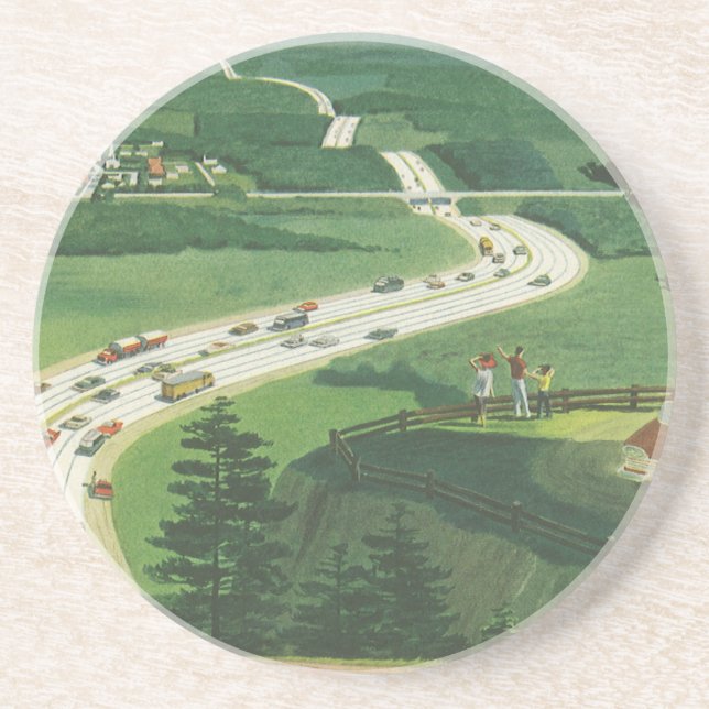 Posavasos Vibrantes carreteras americanas y viajes en coche  (Frente)