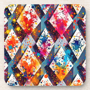 Posavasos Vibrantes patrones abstractos de diamantes