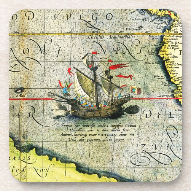 Posavasos Victoria, mapa de antigüedades Océano Pacífico (Frente)