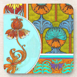 Posavasos Victoriano de flor vintage floral de Art Nouveau