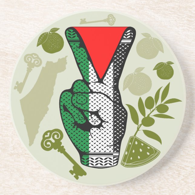 Posavasos Victory Sign Hand Resistance Red Triangle Symbol (Frente)