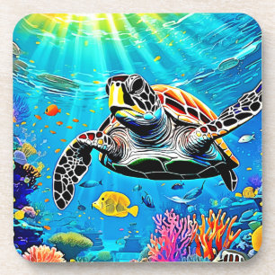 Posavasos Vida de arrecife de tortuga marina