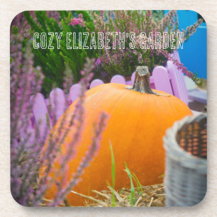 Posavasos Vida en el jardín con calabaza naranja