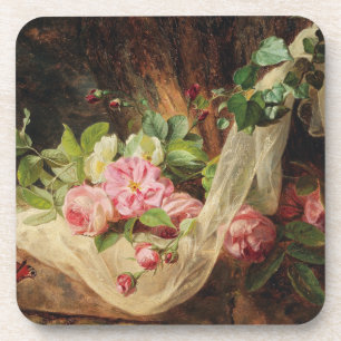 Posavasos Vida fija con Rosas en un piso forestal - Lach A.